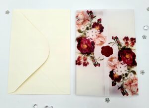 diy vellum wedding invitations in burgundy and ivory