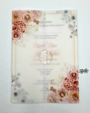 Rustic Flowers vellum paper wedding invitations