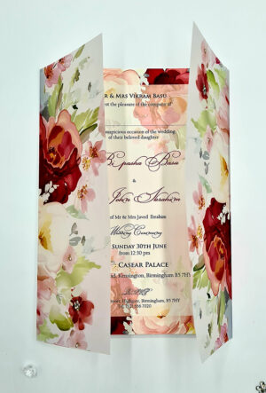 Floral printed vellum jacket wedding invitation