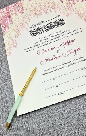 tailor-made muslim court marriage certificate pink floral drapes