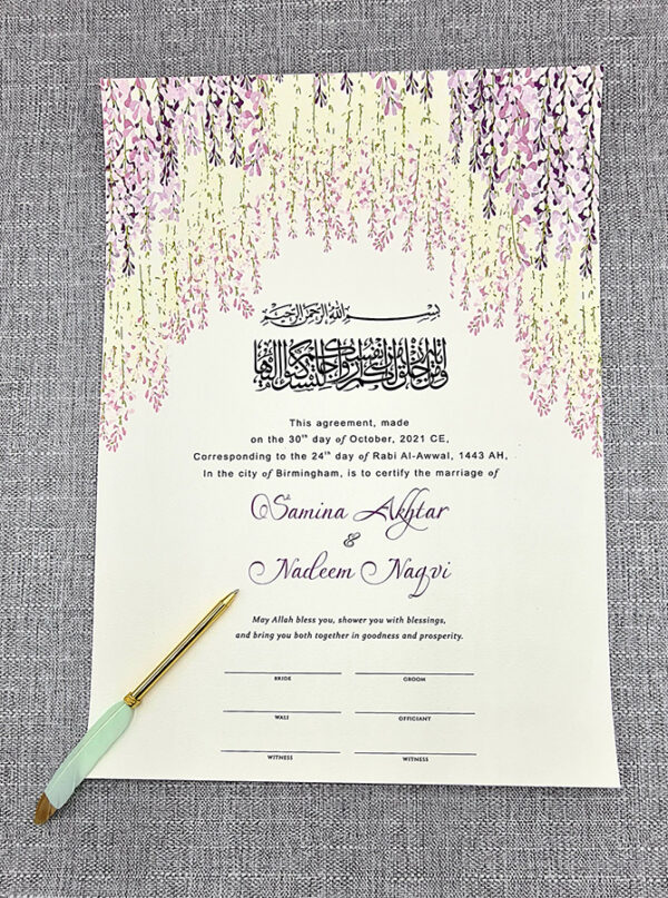 custom nikah nama details