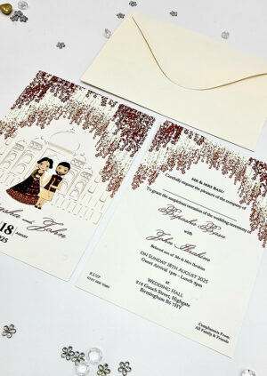 Punjabi couple caricature wedding invitation cards online