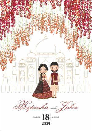 Indian marriage card with red florals