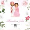 Red and Pink roses Indian Caricature Engagement invitation