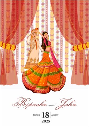 Indian wedding invitation in Saffron