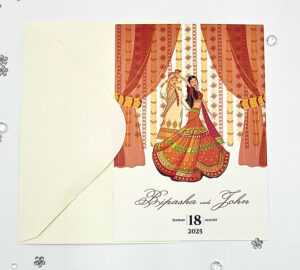 Sikh caricature wedding invitation card