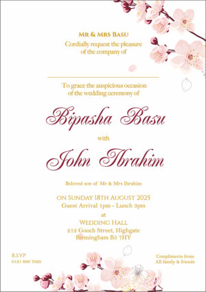 ABC 1079 Floral A5 Double Sided Invitation-7113