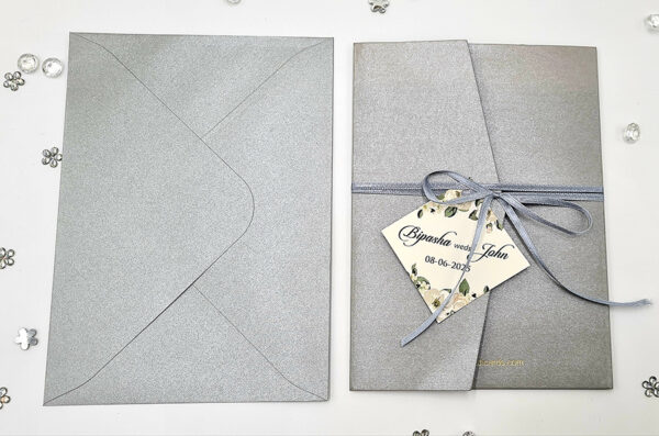 Grey Vintage Floral Pocketfold Invitation ABC 1171-7173