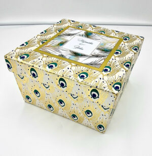 Personalised Peacock print Box Invitation with space for Sweets & Mithai 1401-7155