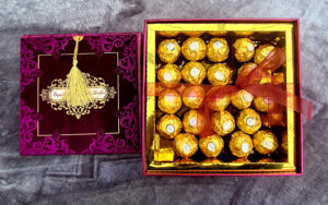 Personalised Box, Velvet Invitation Invitation with space for Sweets & Mithai 1402-7149