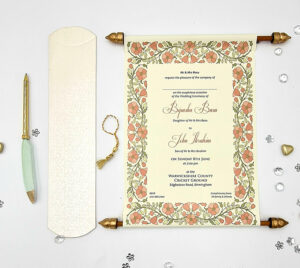 Scroll Gold Floral Wedding Invitation ABC 1475-0