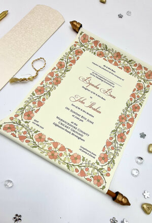 Scroll Gold Floral Wedding Invitation ABC 1475-7175