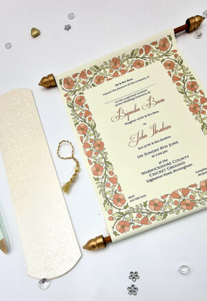 Scroll Gold Floral Wedding Invitation ABC 1475-7176