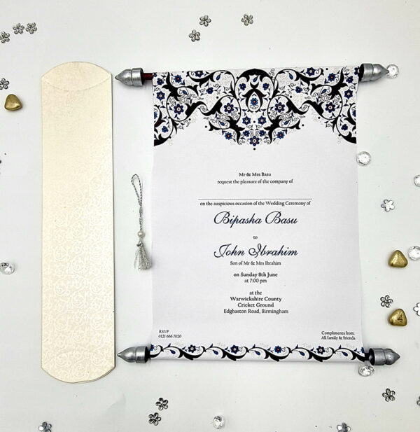 Scroll Silver Wedding Invitation ABC 1476-7180