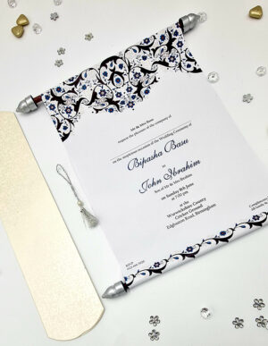 Scroll Silver Wedding Invitation ABC 1476-7182