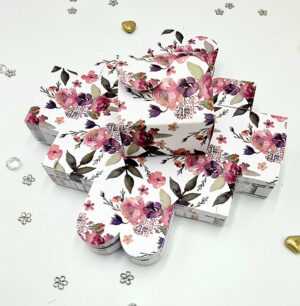 Pink floral printed table favour boxes