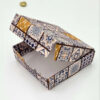 Damask print blue and brown favour boxes