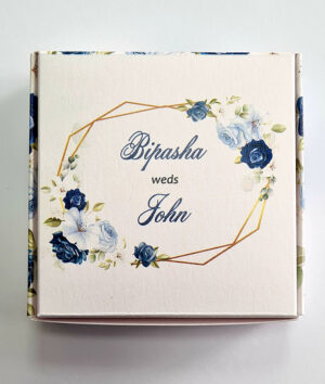 Blue floral wedding favour boxes