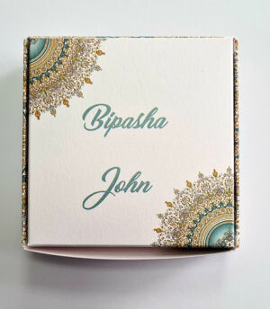 Turquoise Print SQR 409 – Personalised Square Favour Box-7346