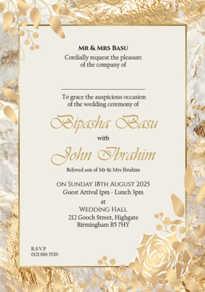 ABC 1134 Gold & White Marble Floral A5 Invitation-0
