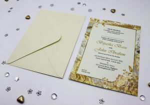 ABC 1134 Gold & White Marble Floral A5 Invitation-7348