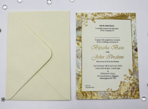 ABC 1134 Gold & White Marble Floral A5 Invitation-7349