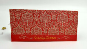 Traditional Damask Red Wedding Invitation ABC 443-7495