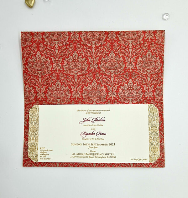 Traditional Damask Red Wedding Invitation ABC 443-7496