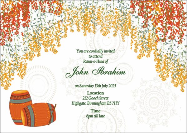 MND 328 Asian Style A6 Mehndi Invitation-0