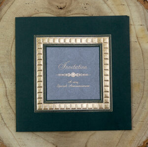 2009W Green and Gold floral swirl wedding invitation-7691