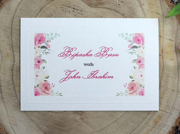 Embossed border best wedding invitations Floral print wedding reception invitation