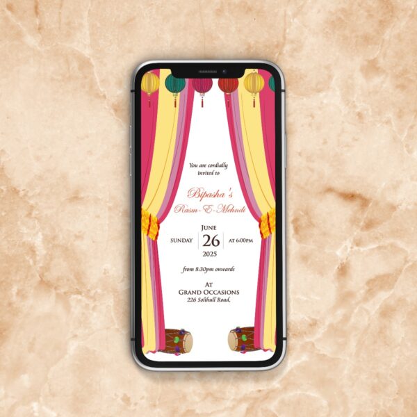 Paperless Digital Mehndi/ Dholki / Sangeet Invitation 323-0