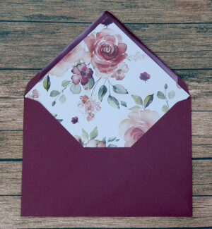 PCM Maroon Floral Pocket Invitation-7563