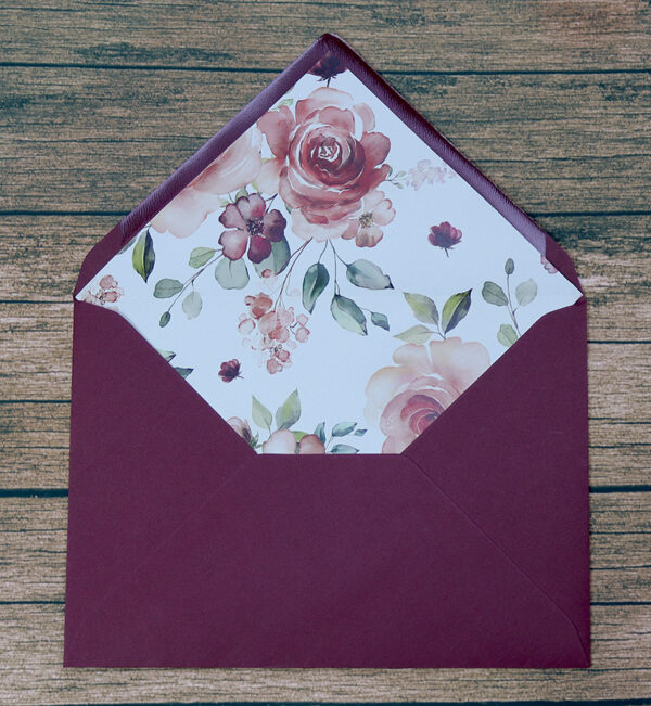 PCM Maroon Floral Pocket Invitation-7563