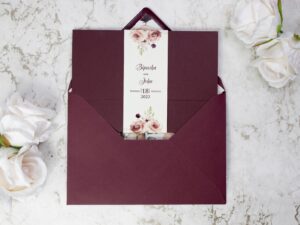 PCM Maroon Floral Pocket Invitation-7566