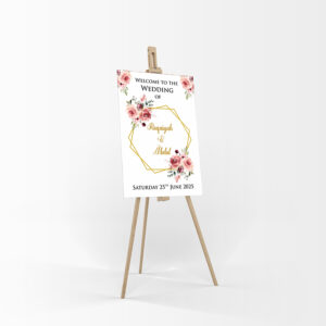 Peach & Gold Floral – A1 Mounted Welcome Poster-7924