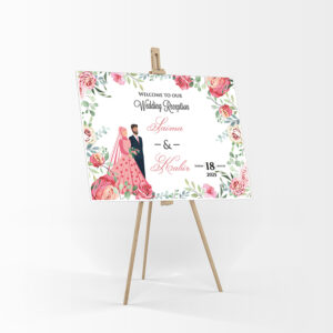 Pink Floral Caricature – A1 Mounted Welcome Poster-7927