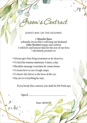 1063 - A1 Groom’s Contract Poster for Wedding-0