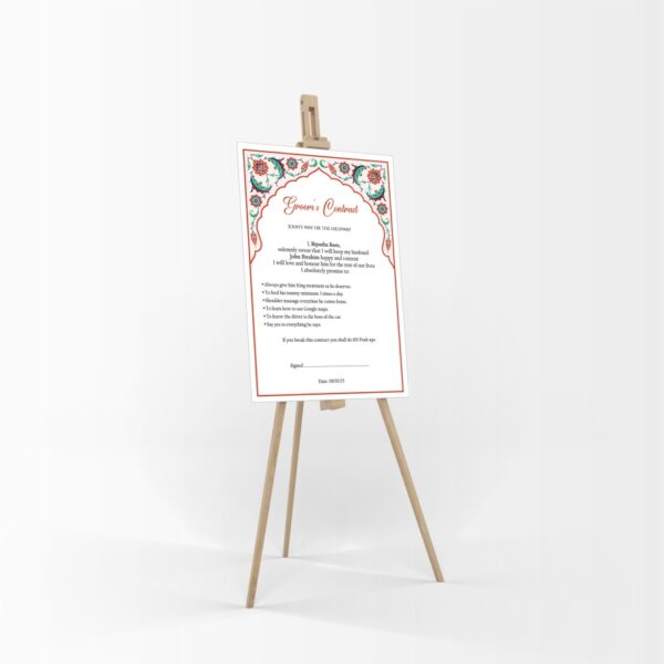1140 - A1 Groom’s Contract Poster for Wedding-8726