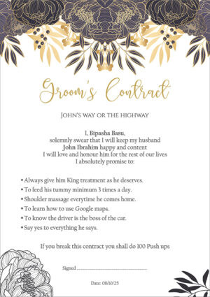 1151 - A1 Groom’s Contract Poster for Wedding-0