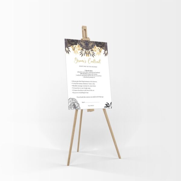 1151 - A1 Groom’s Contract Poster for Wedding-8720