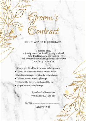 1170 - A1 Groom’s Contract Poster for Wedding-0