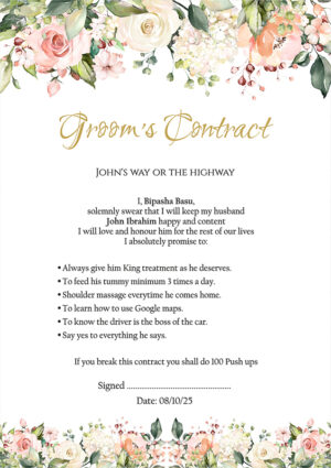 985 - A1 Groom’s Contract Poster for Wedding-0