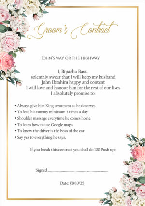 991 - A1 Groom’s Contract Poster for Wedding-0