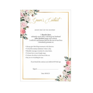 991 - A1 Groom’s Contract Poster for Wedding-8674