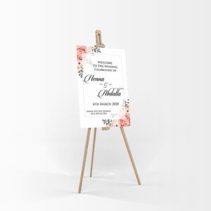 Peach Black Floral – A1 Mounted Welcome Poster-0