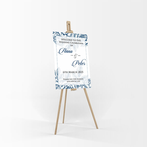 Blue Floral – A1 Mounted Welcome Poster-8406