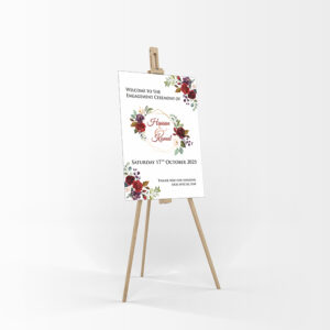 Maroon Floral Wreath – A1 Mounted Welcome Poster-8478