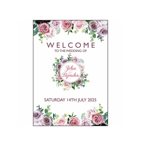Burgundy Rose Wreath – A1 Mounted Welcome Poster-0