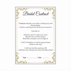 Gold Filigree – A1 Bridal Contract – Funny Agreement for Husband/Wife-0